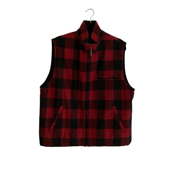 Pendleton Men SZ XL Red/Black Buffalo Checked 3M Thinsulate Zip Up Jacket Vest - Picture 1 of 10